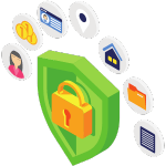 A shield symbolizing privacy protection and dedicated customer support