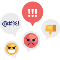 Customer service frustration icons with emojis