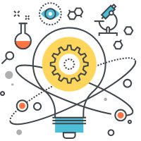 A lightbulb with gears representing creativity, innovation, and forward-thinking.