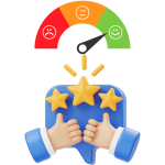 A rating bar and stars symbolizing tailored services to meet client needs.