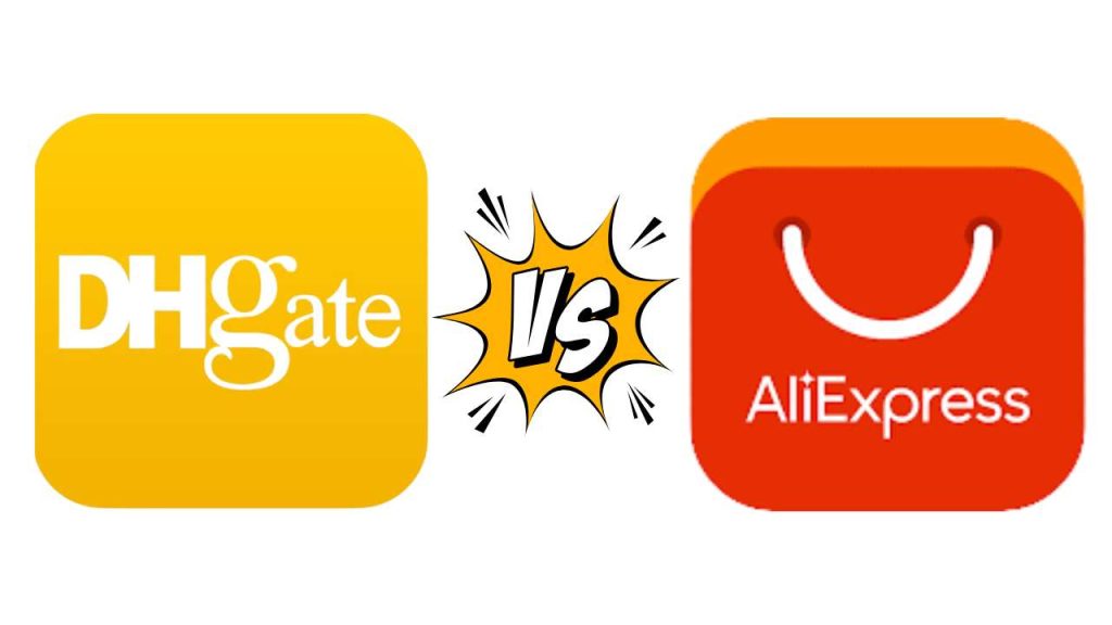 Side-by-side comparison of DHgate and AliExpress logos with a VS symbol, representing a blog post about choosing the best dropshipping platform
