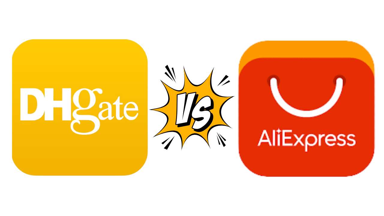 Side-by-side comparison of DHgate and AliExpress logos with a VS symbol, representing a blog post about choosing the best dropshipping platform