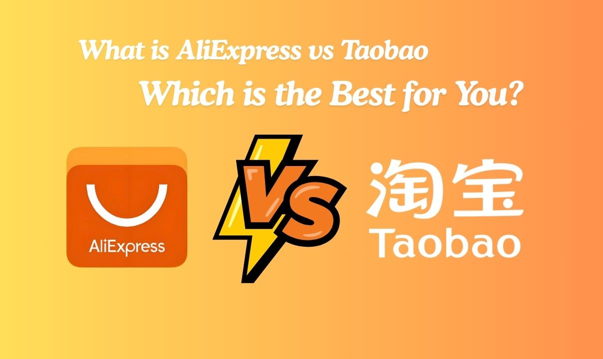 Comparison of AliExpress and Taobao logos with text asking which is the best online shopping platform.